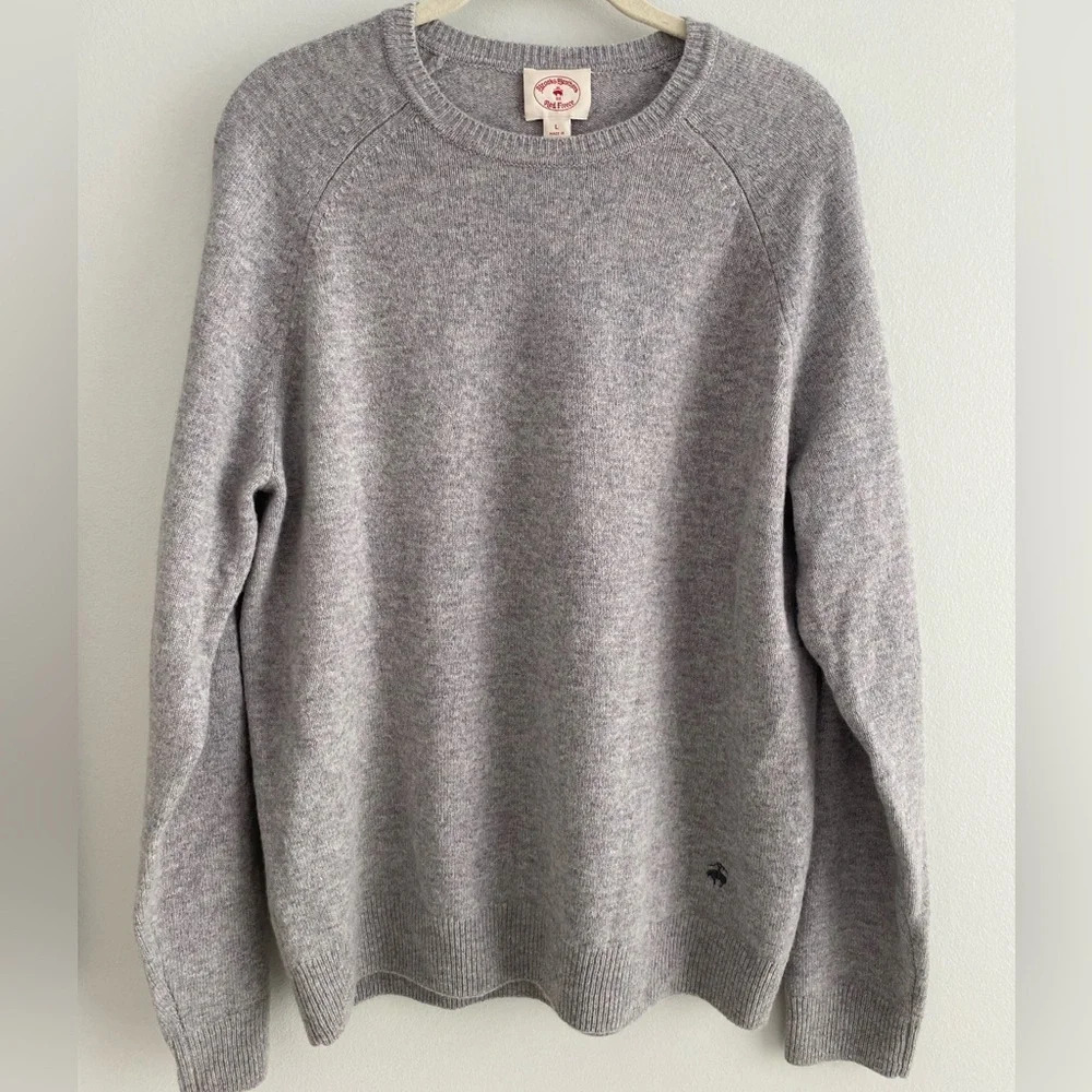 BROOKS Brothers Red Wool 100% Lambswool Crewneck Sweater Size L